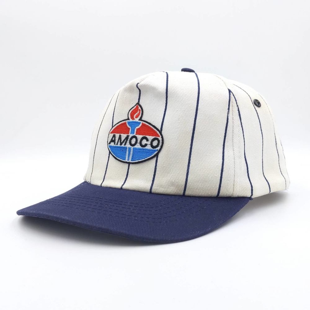 Vintage Amoco Snapback Trucker Hat Patch Stripes … - image 3